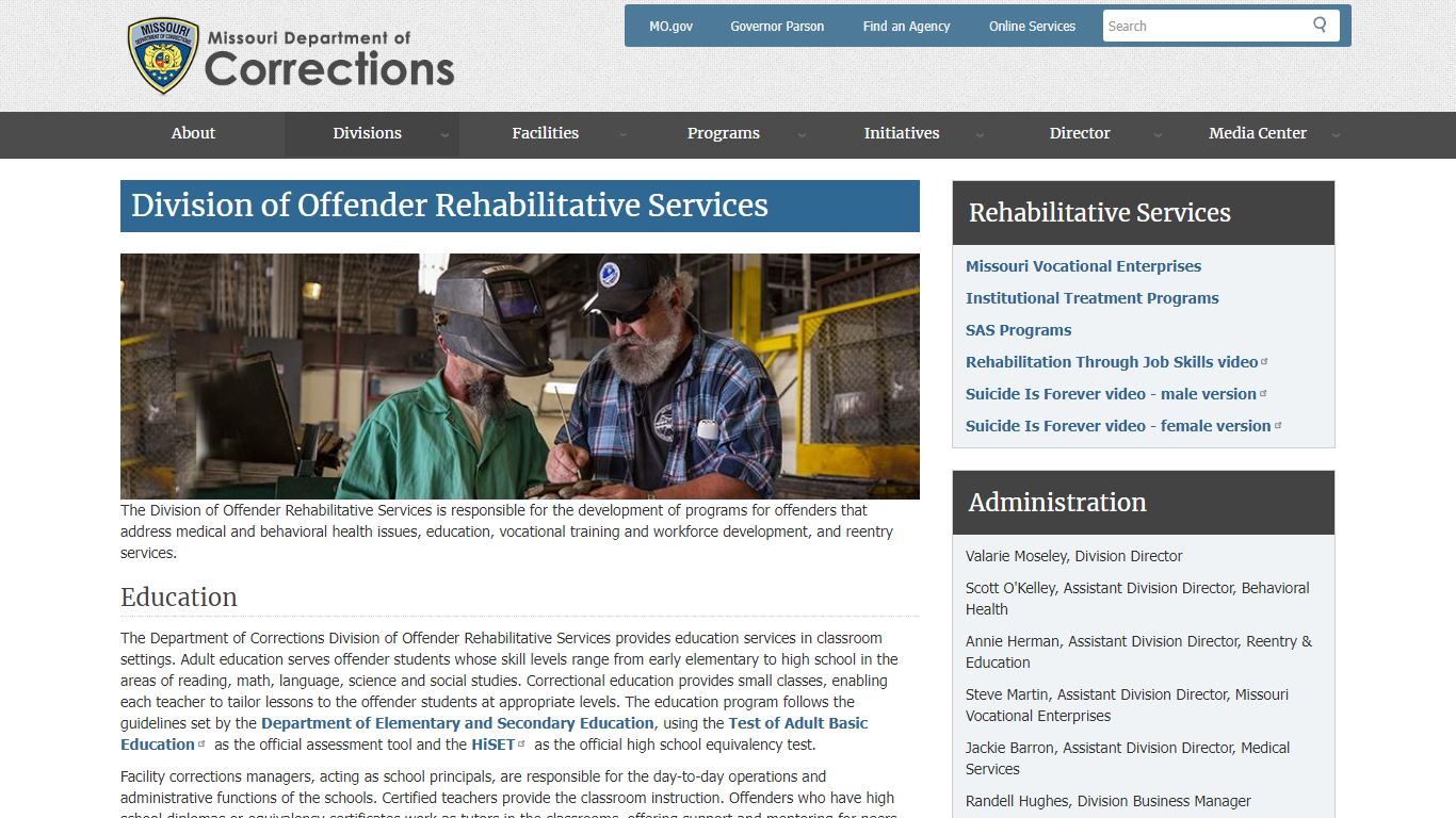 Division of Offender Rehabilitative Services | Missouri Department of ...